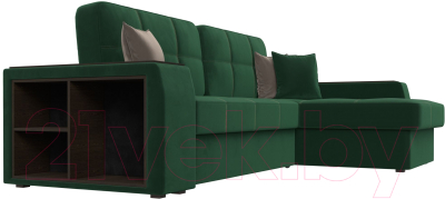 Диван угловой Лига Диванов Брюссель правый / 110650 (велюр зеленый)