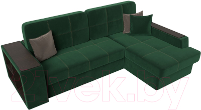 Диван угловой Лига Диванов Брюссель правый / 110650 (велюр зеленый)