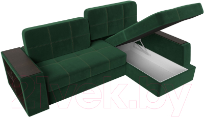 Диван угловой Лига Диванов Брюссель правый / 110650 (велюр зеленый)