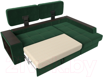 Диван угловой Лига Диванов Брюссель правый / 110650 (велюр зеленый)