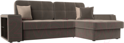 Диван угловой Лига Диванов Брюссель правый / 110651 (велюр коричневый) - фото