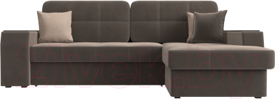 Диван угловой Лига Диванов Брюссель правый / 110651 (велюр коричневый)