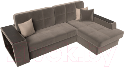 Диван угловой Лига Диванов Брюссель правый / 110651 (велюр коричневый)