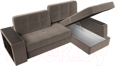 Диван угловой Лига Диванов Брюссель правый / 110651 (велюр коричневый)