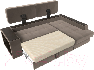 Диван угловой Лига Диванов Брюссель правый / 110651 (велюр коричневый)