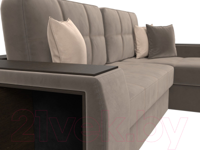 Диван угловой Лига Диванов Брюссель правый / 110651 (велюр коричневый)
