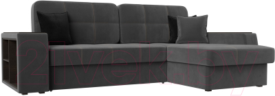 Диван угловой Лига Диванов Брюссель правый / 110652 (велюр серый) - фото