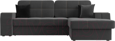 Диван угловой Лига Диванов Брюссель правый / 110652 (велюр серый)