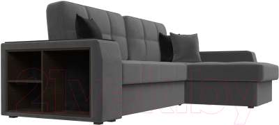 Диван угловой Лига Диванов Брюссель правый / 110652 (велюр серый)