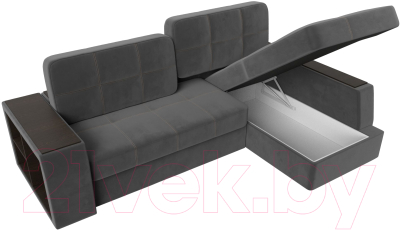 Диван угловой Лига Диванов Брюссель правый / 110652 (велюр серый)