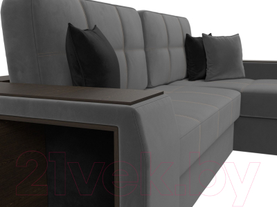 Диван угловой Лига Диванов Брюссель правый / 110652 (велюр серый)