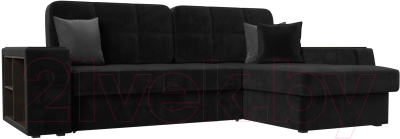 Диван угловой Лига Диванов Брюссель правый / 110654 (велюр черный) - фото