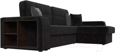 Диван угловой Лига Диванов Брюссель правый / 110654 (велюр черный)