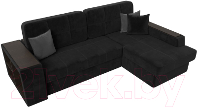 Диван угловой Лига Диванов Брюссель правый / 110654 (велюр черный)