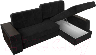 Диван угловой Лига Диванов Брюссель правый / 110654 (велюр черный)