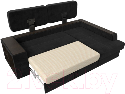 Диван угловой Лига Диванов Брюссель правый / 110654 (велюр черный)