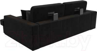 Диван угловой Лига Диванов Брюссель правый / 110654 (велюр черный)