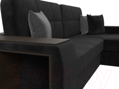 Диван угловой Лига Диванов Брюссель правый / 110654 (велюр черный)