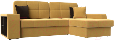 Диван угловой Лига Диванов Брюссель правый / 110655 (микровельвет желтый) - фото