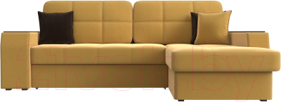 Диван угловой Лига Диванов Брюссель правый / 110655 (микровельвет желтый)