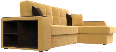 Диван угловой Лига Диванов Брюссель правый / 110655 (микровельвет желтый)