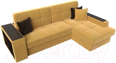 Диван угловой Лига Диванов Брюссель правый / 110655 (микровельвет желтый)