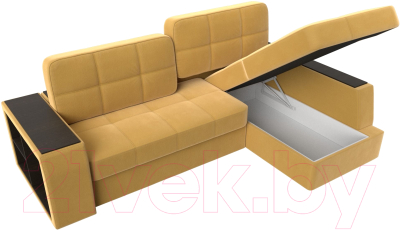 Диван угловой Лига Диванов Брюссель правый / 110655 (микровельвет желтый)