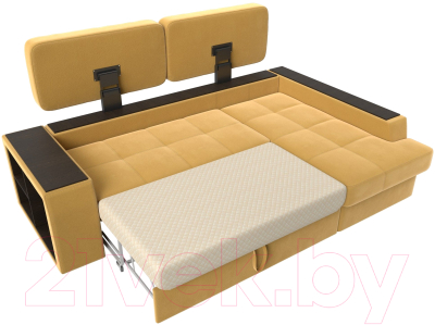 Диван угловой Лига Диванов Брюссель правый / 110655 (микровельвет желтый)