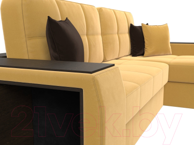 Диван угловой Лига Диванов Брюссель правый / 110655 (микровельвет желтый)