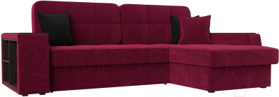 Диван угловой Лига Диванов Брюссель правый / 110658 (микровельвет бордовый) - фото