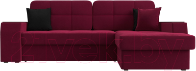 Диван угловой Лига Диванов Брюссель правый / 110658 (микровельвет бордовый)