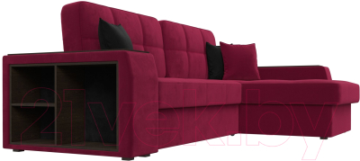 Диван угловой Лига Диванов Брюссель правый / 110658 (микровельвет бордовый)