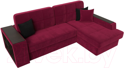 Диван угловой Лига Диванов Брюссель правый / 110658 (микровельвет бордовый)