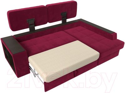 Диван угловой Лига Диванов Брюссель правый / 110658 (микровельвет бордовый)