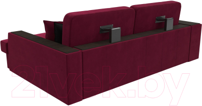 Диван угловой Лига Диванов Брюссель правый / 110658 (микровельвет бордовый)