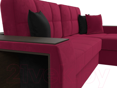 Диван угловой Лига Диванов Брюссель правый / 110658 (микровельвет бордовый)