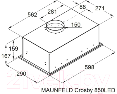 Вытяжка скрытая Maunfeld Crosby 850LED