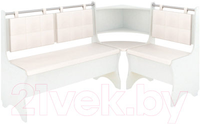 Уголок кухонный мягкий Mio Tesoro Оазис-2 108x163 (белый/ваниль) - фото