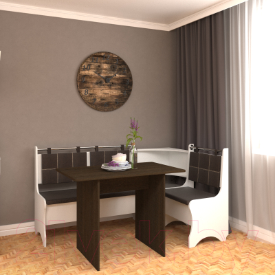 Уголок кухонный мягкий Mio Tesoro Оазис-2 108x163 (белый/коричневый)