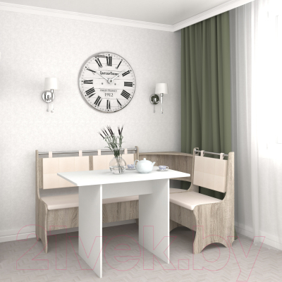 Уголок кухонный мягкий Mio Tesoro Оазис-2 108x163 (дуб сонома/ваниль)