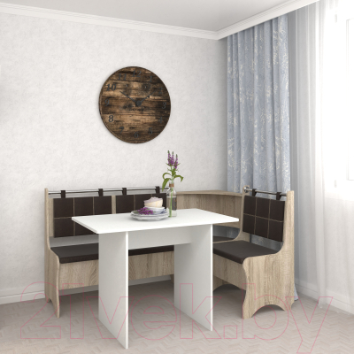 Уголок кухонный мягкий Mio Tesoro Оазис-2 108x163 (дуб сонома/коричневый)