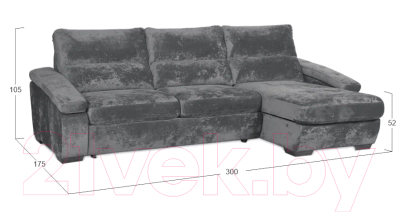 Диван угловой Асмана Форест 160x90 (Plush Graphite)