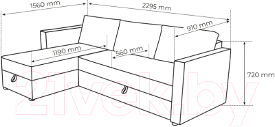 Диван угловой Mio Tesoro Тилаус короткий подлокотник (Mint/Grey)