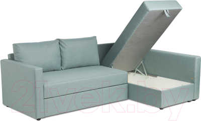 Диван угловой Mio Tesoro Тилаус длинный подлокотник (Mint/Grey)