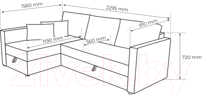 Диван угловой Mio Tesoro Тилаус длинный подлокотник (Mint/Grey)