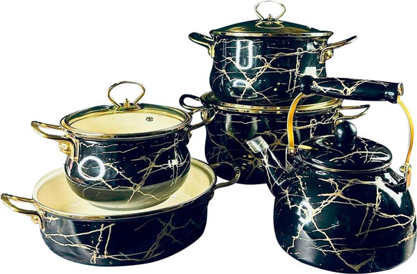 Набор кухонной посуды Lenardi Черный мрамор 776-054 - фото