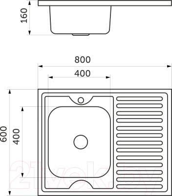Мойка кухонная AKS Накладная 80x60 левая (полированная)