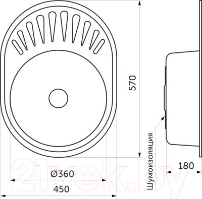 Мойка кухонная AKS Овальная 57x45 (матовый хром)