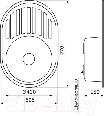 Мойка кухонная AKS Овальная 77x50