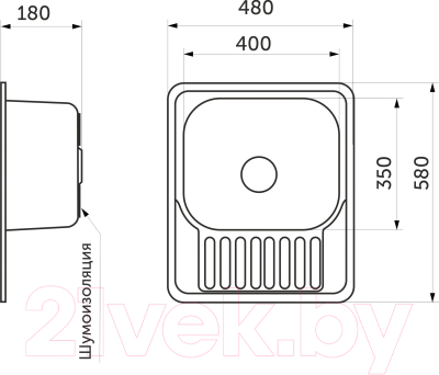 Мойка кухонная AKS Прямоугольная 58x48 (матовый хром)
